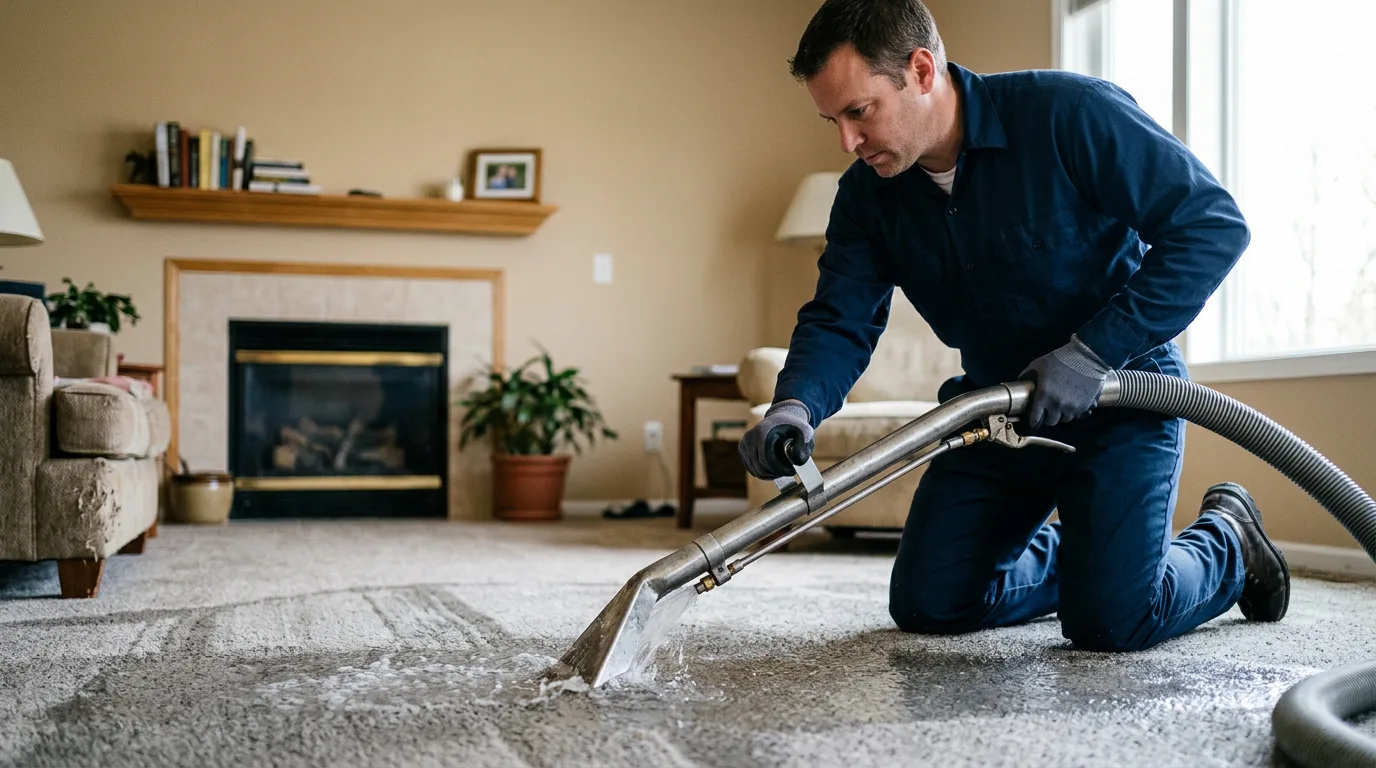 Water damage restoration technician working near Dunkerton, IA